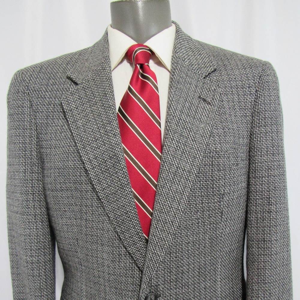Burberry London Black White Tweed Wool Sport Coat